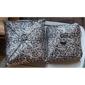 Set of 2 Black White Damask Decorative Throw Pillows Cushions